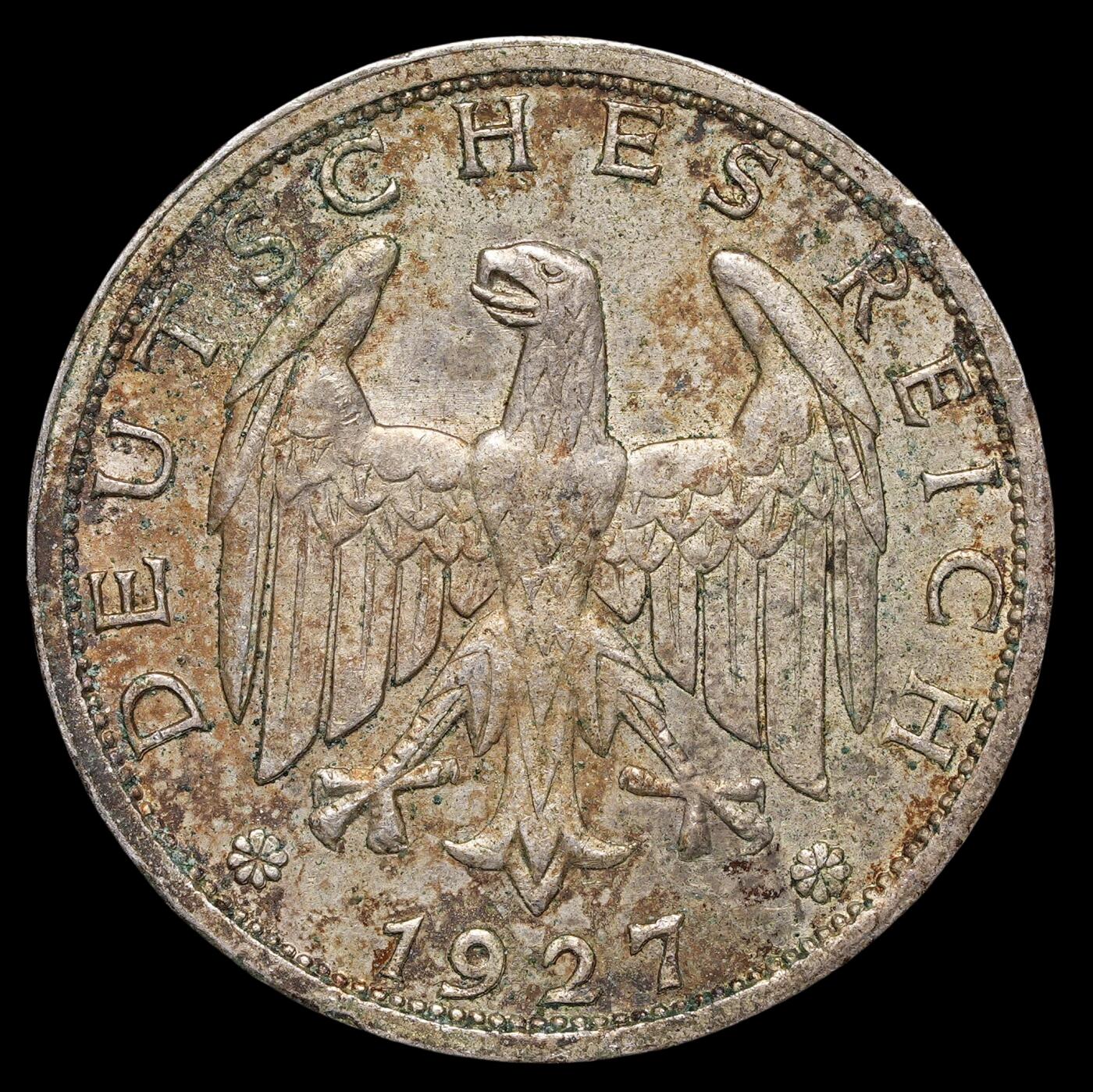 修遠堂世界钱币第四十一期 全场包邮 1927年德国1马克银币 J厂铭