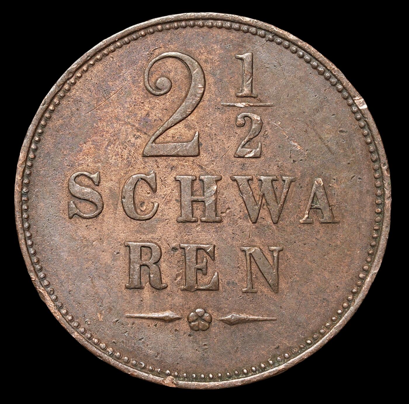 修遠堂世界钱币第四十一期 全场包邮 1861年不来梅自由市2-1/2 SCHWAREN铜币
