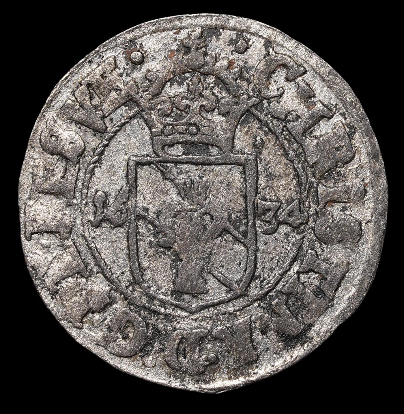 修遠堂世界钱币第四十一期 全场包邮 1634年瑞典1欧尔小银币 少见品种 书价很高 1.28g