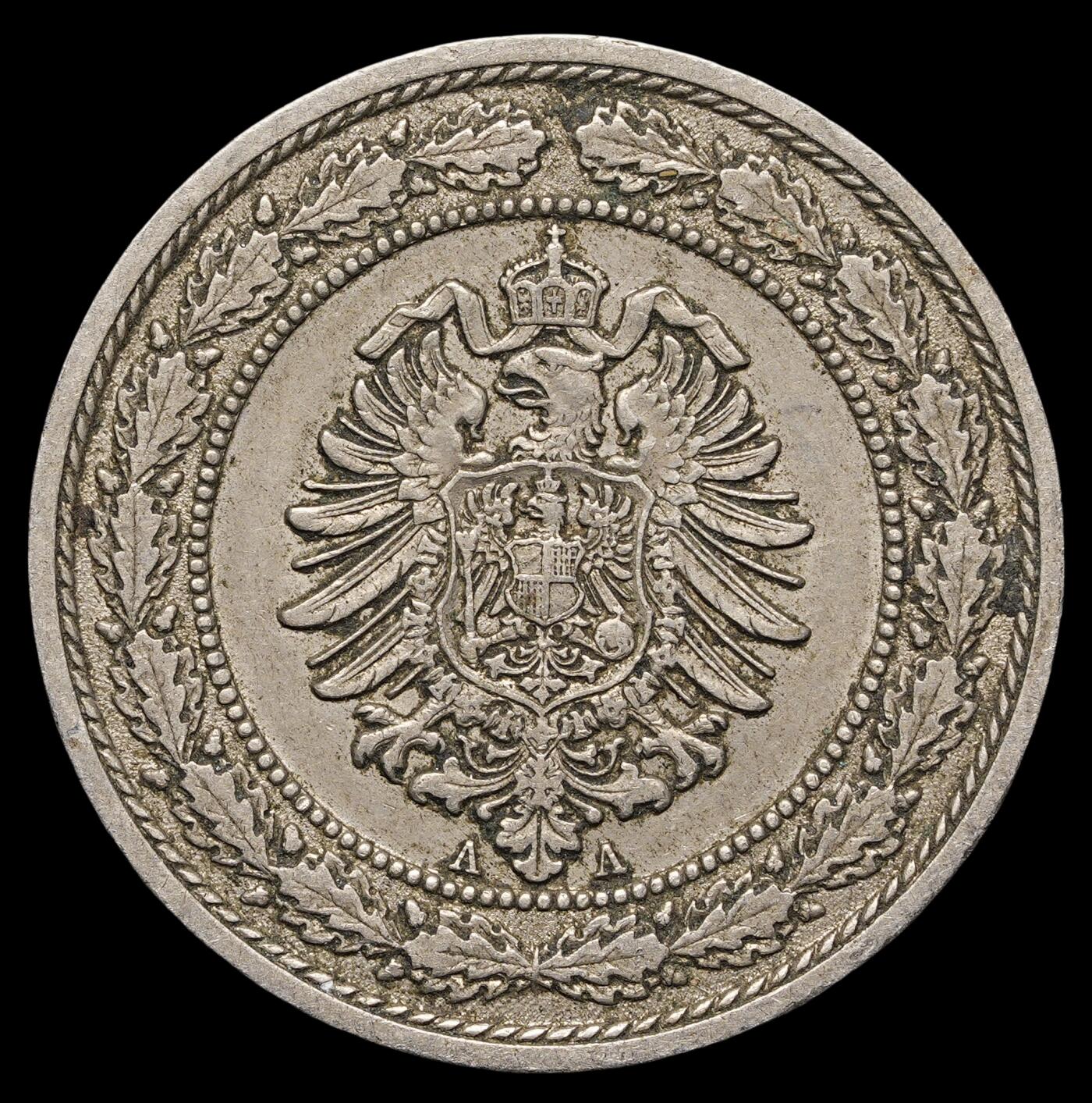 修遠堂世界钱币第四十一期 全场包邮 1887年德国20芬尼