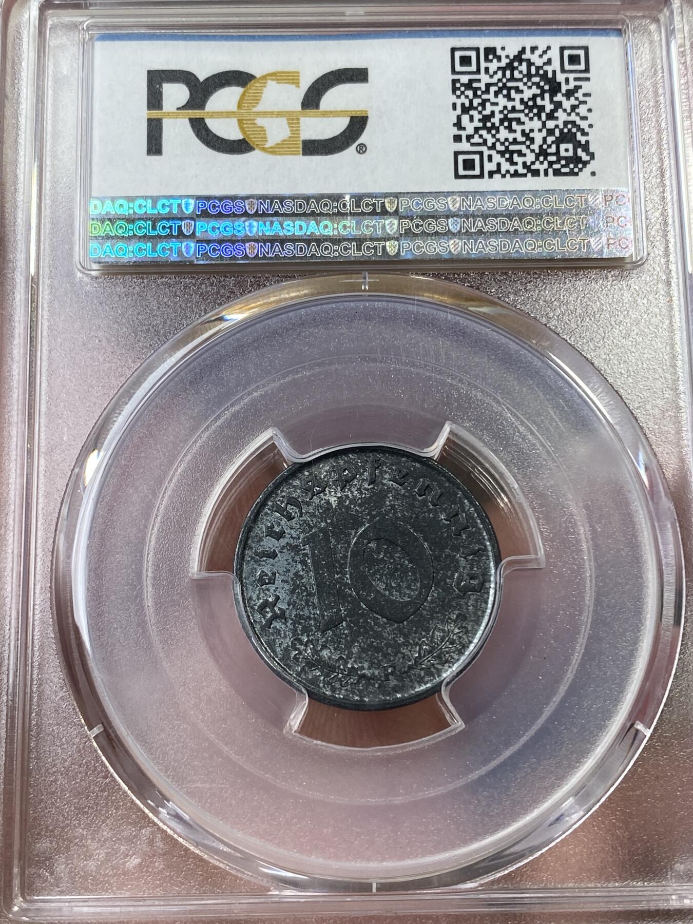 万国钱币拍卖第035期（金银流霞●万国秋季大拍） PCGS MS64 1947F德国盟军占领地10芬尼 锡币保存困难 如此状态难得