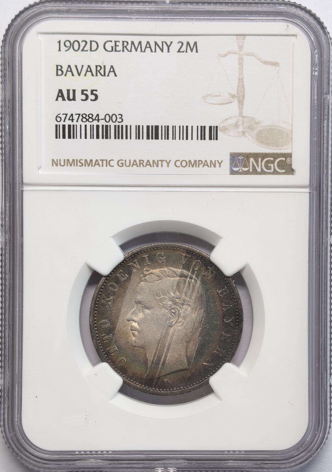 凡希社世界钱币第二百八十五期（秋季大拍②） 1902巴伐利亚2马克NGC-AU55