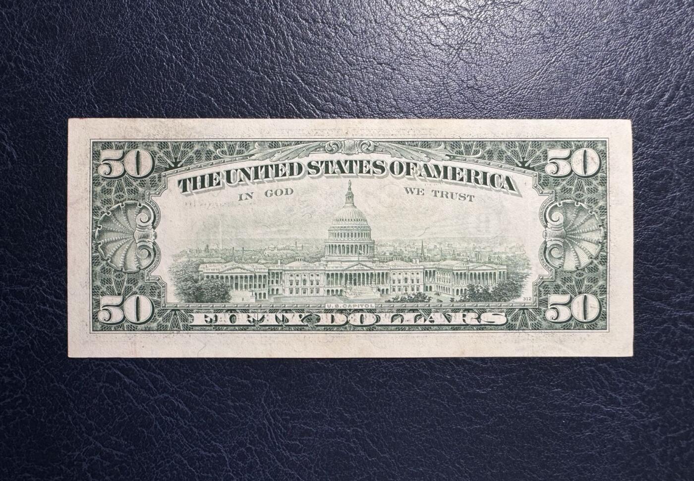 收藏联盟Quantum Auction 第380期拍卖  美联储1993年50元 品相AU-  国会大厦