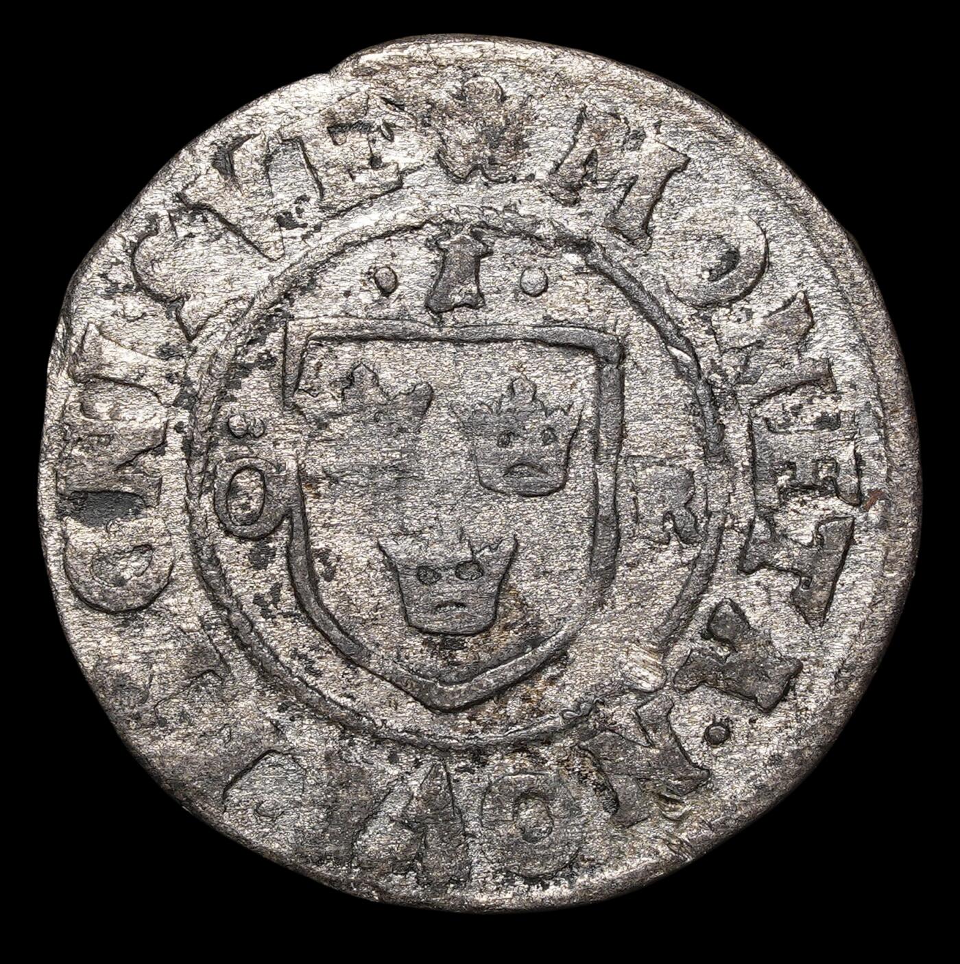 修遠堂世界钱币第四十一期 全场包邮 1634年瑞典1欧尔小银币 少见品种 书价很高 1.28g