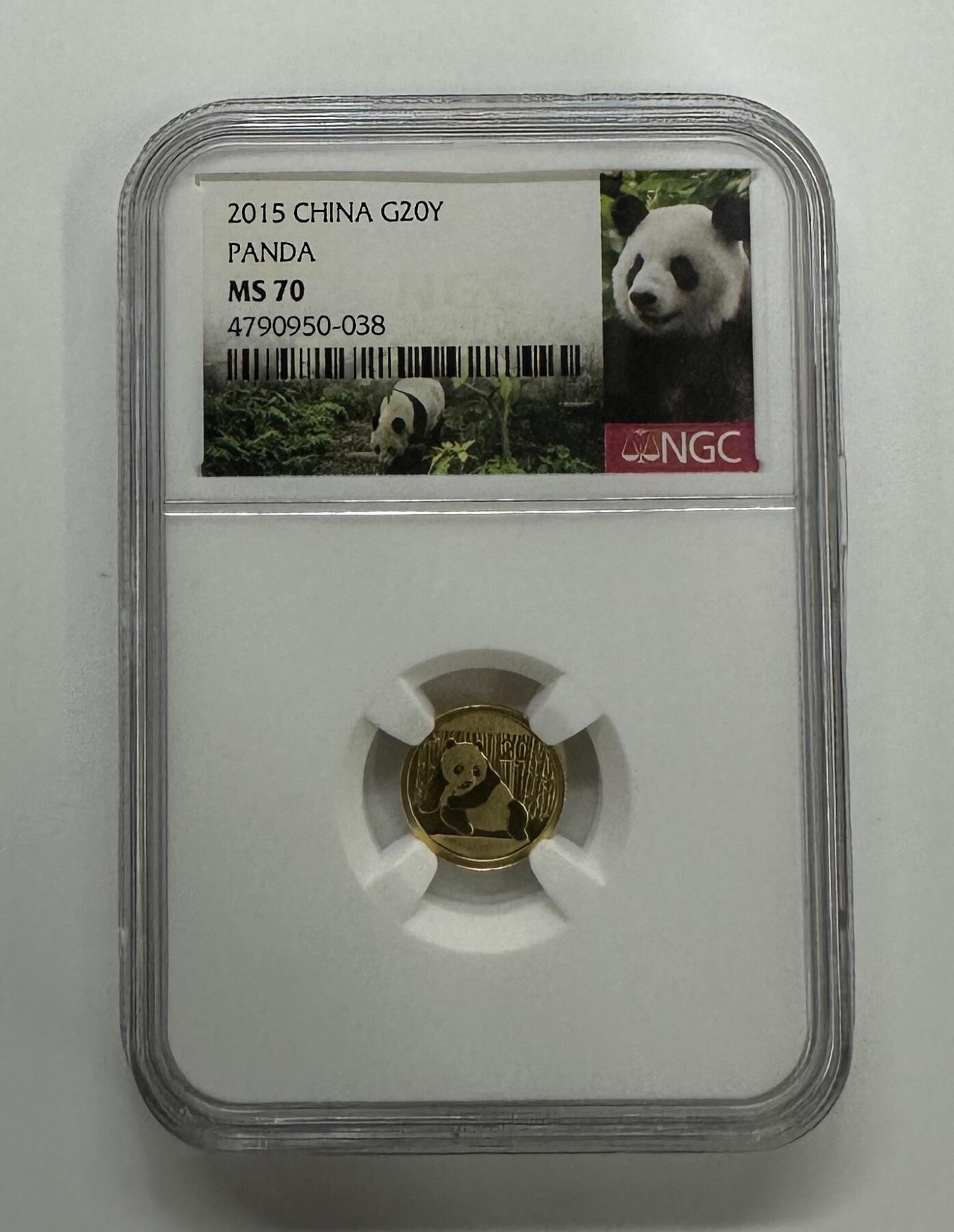【金钰满堂钱币】拍卖第二十九期 金银币NGC评级币 纪念章 龙钞 2015年熊猫1/20盎司金币 纯金1.556克 NGC70分