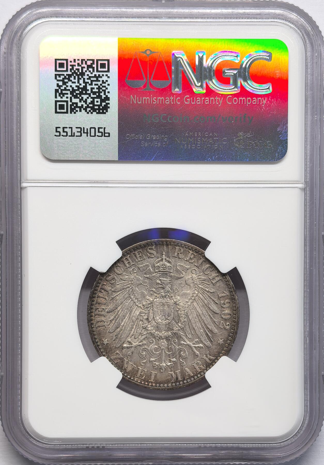 凡希社世界钱币第二百八十五期（秋季大拍②） 1902巴伐利亚2马克NGC-AU55