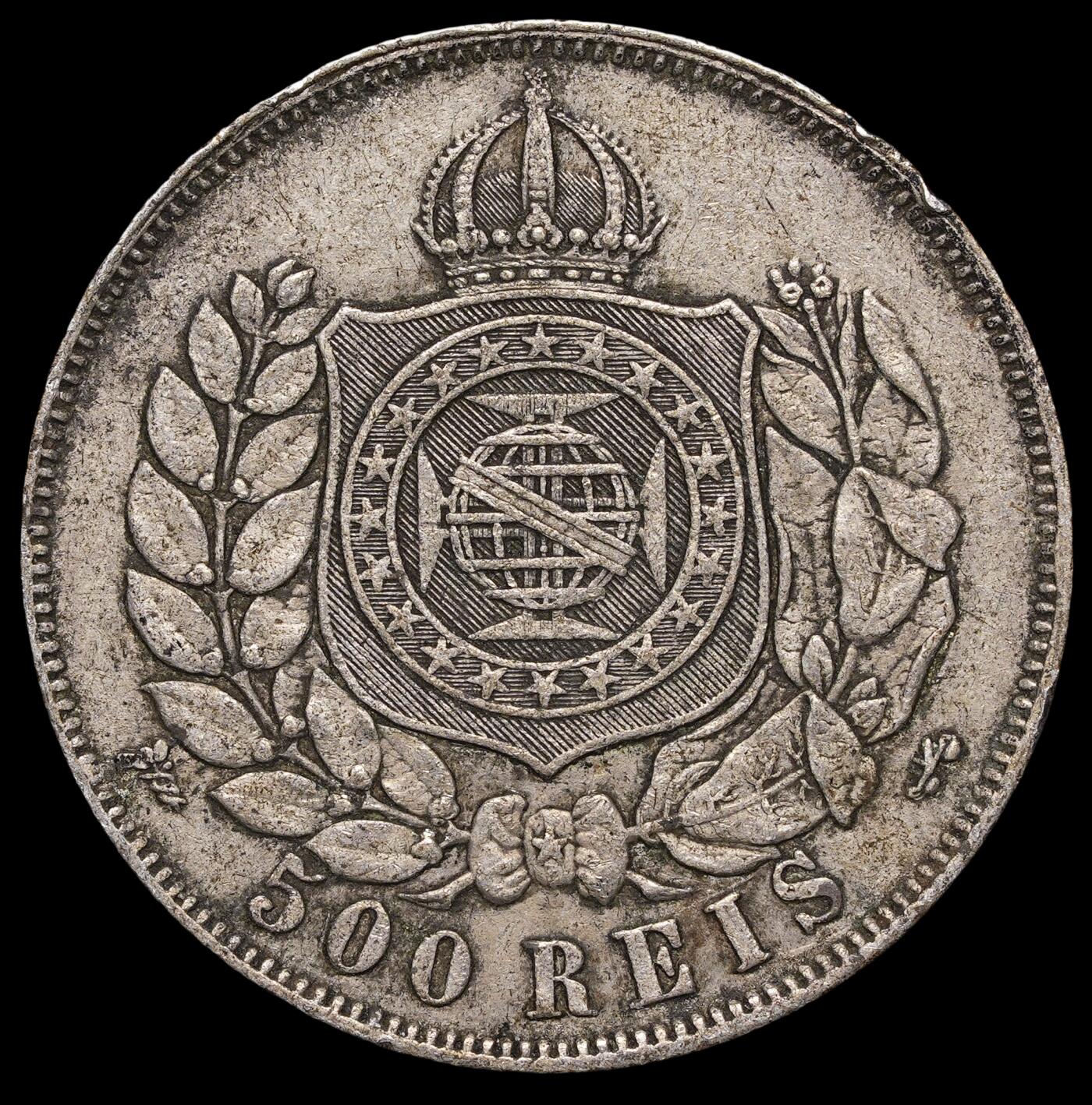 修遠堂世界钱币第四十一期 全场包邮 1868年巴西500 REIS银币 6.16g 含银83.5%