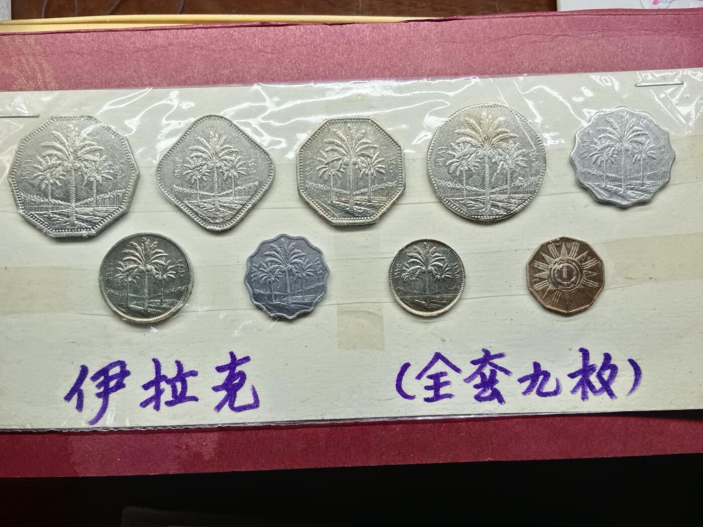 老藏家藏品上世纪外国币套币 伊拉克硬币一套九枚