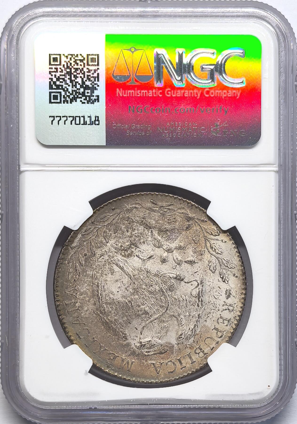 凡希社世界钱币第二百八十五期（秋季大拍②） 1897ZS墨西哥花边鹰洋NGC-MS62，月牙环彩！