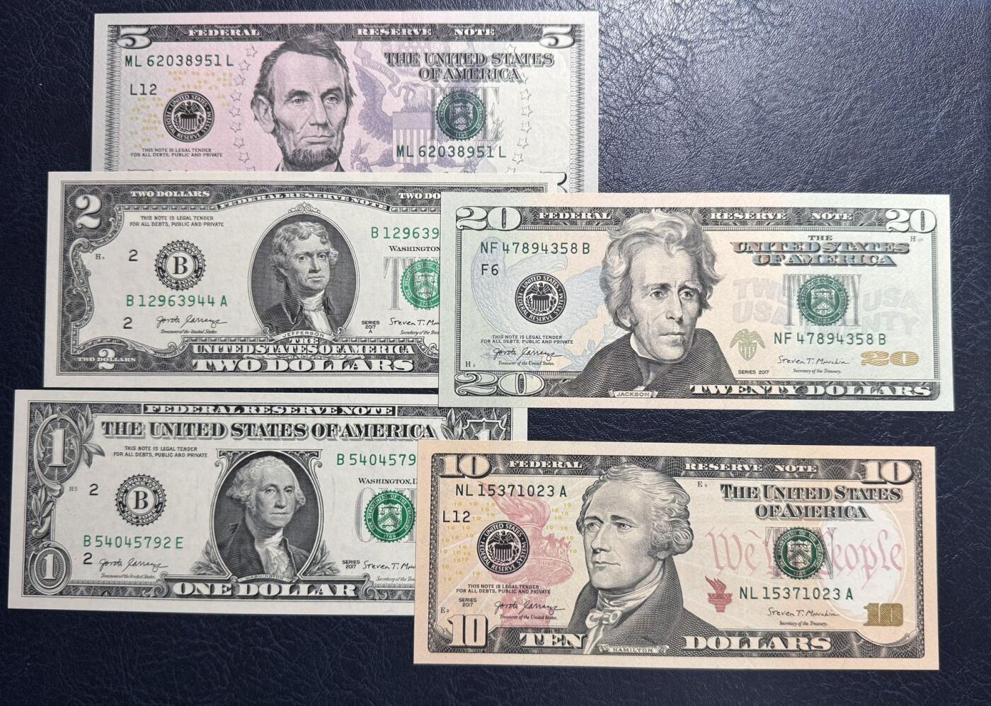 收藏联盟Quantum Auction 第380期拍卖  美联储2013-17年1到20美元 品相全新UNC