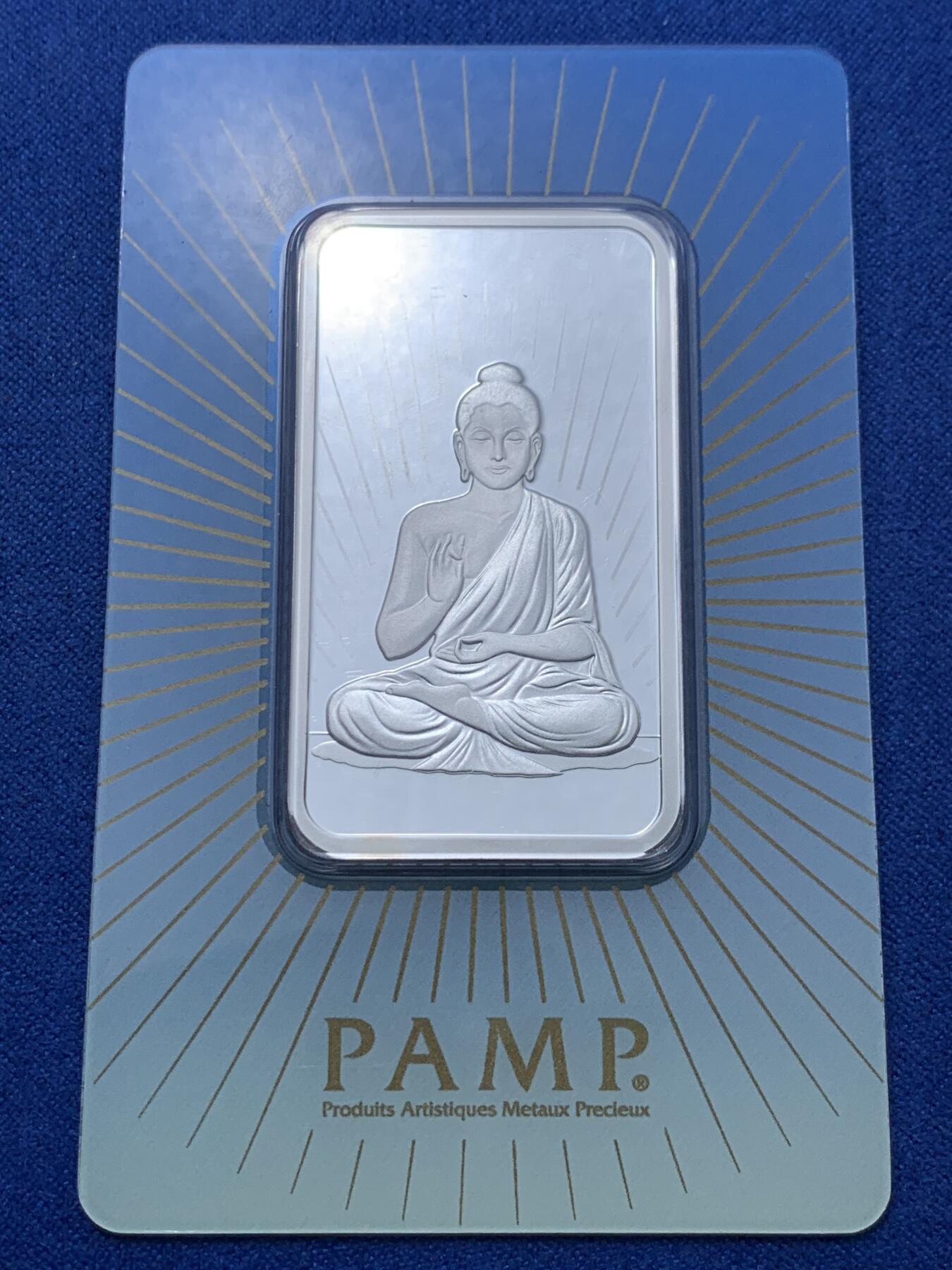 《竞宝斋》第312场 周日，周一 2场连拍 （全场包邮） 瑞士PAPM盎司银条，精致佛像，原始包装品相好