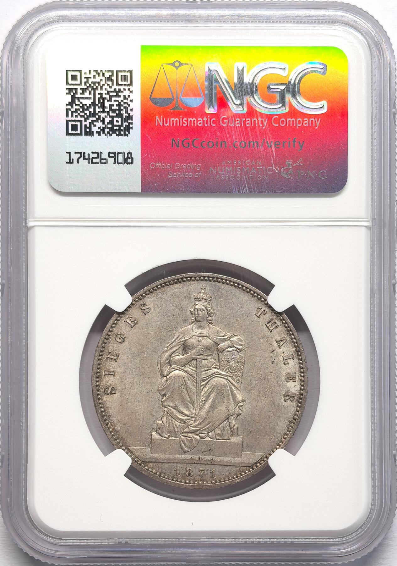 凡希社世界钱币第二百八十五期（秋季大拍②） 1871A普鲁士胜利泰勒NGC-MS63