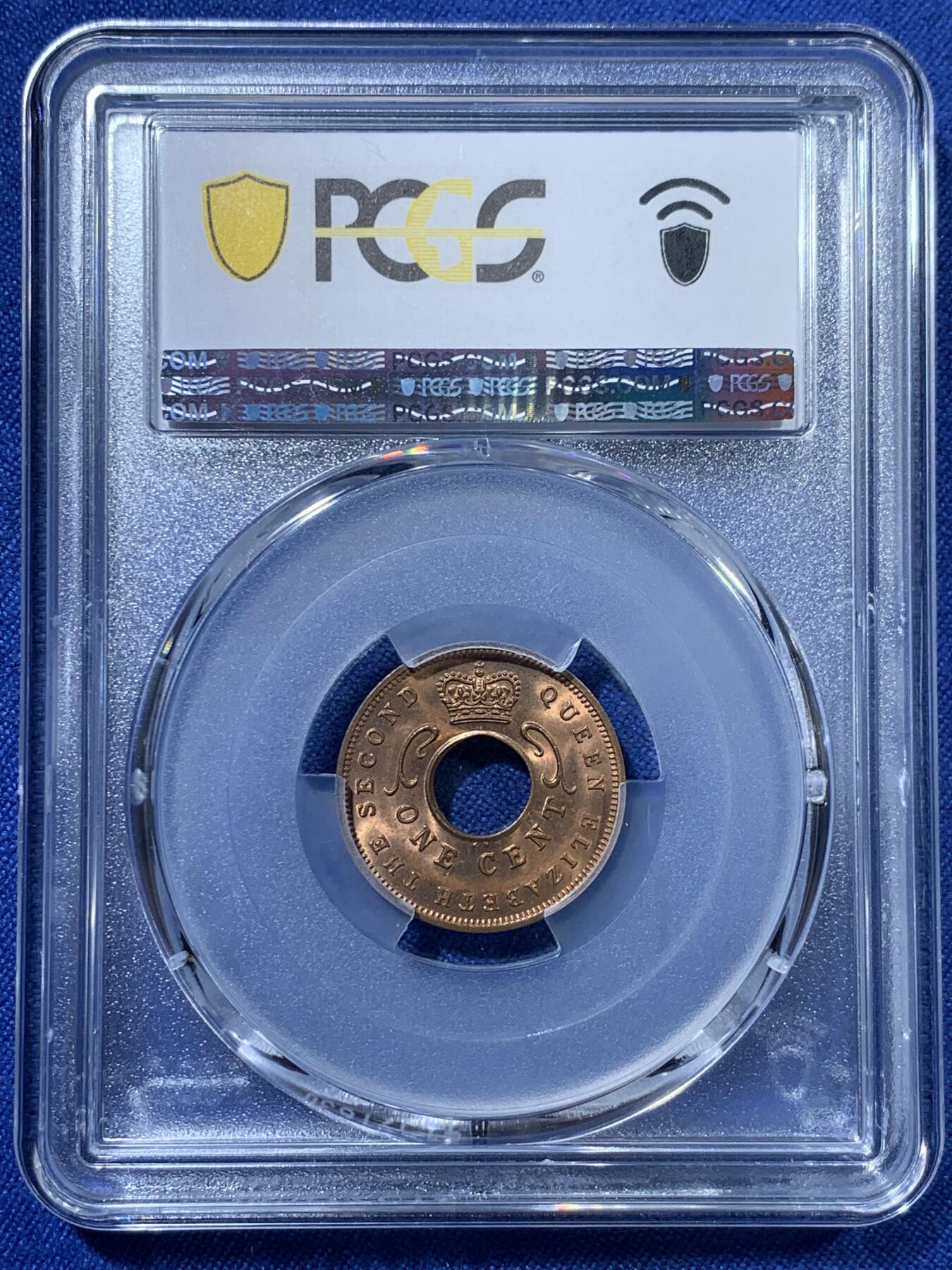 《竞宝斋》第313场 周日，周一 2场连拍 （全场包邮） PCGS MS66RD 1959KN 东非1分铜币 RD非常非常难得 又是66分的高分 两面转光犀利 几乎是出厂原状态