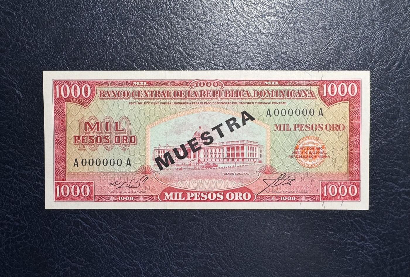 收藏联盟Quantum Auction 第380期拍卖  多米尼加共和国1964-74年1000比索样票 品相UNC 