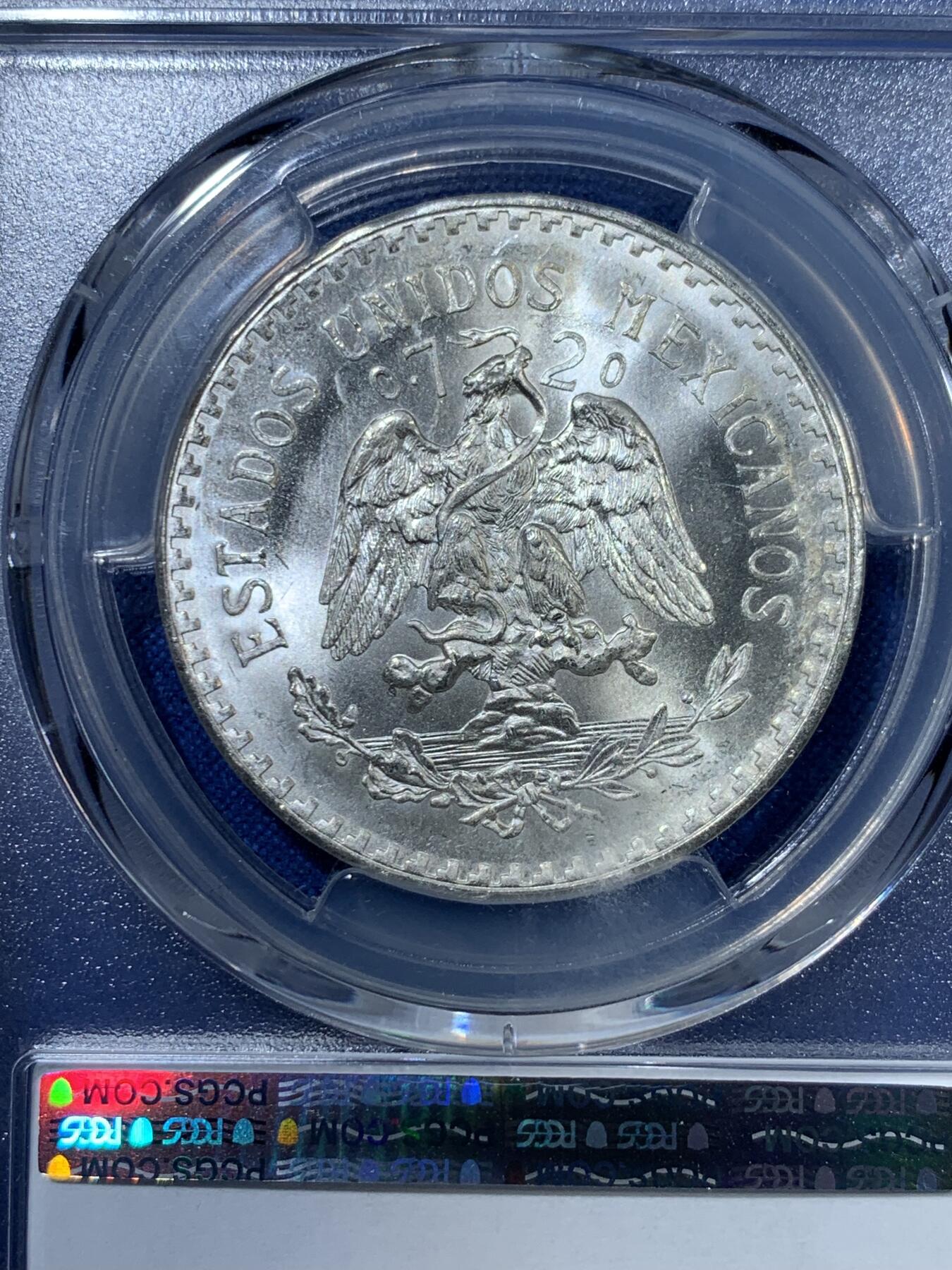 《竞宝斋》第313场 周日，周一 2场连拍 （全场包邮） PCGS MS66 墨西哥1944年1比索银币 小鹰洋 高分好品