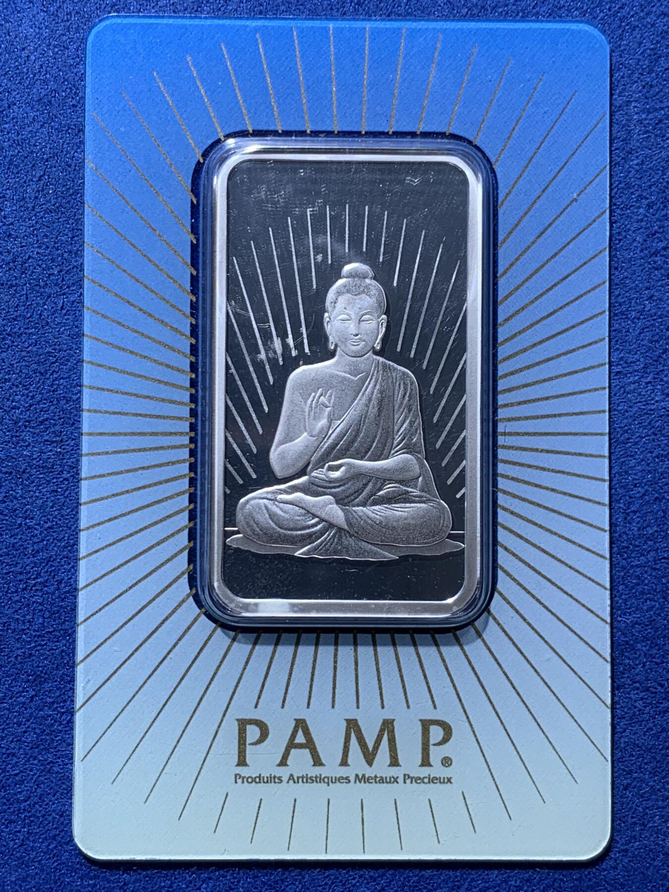 《竞宝斋》第312场 周日，周一 2场连拍 （全场包邮） 瑞士PAPM盎司银条，精致佛像，原始包装品相好