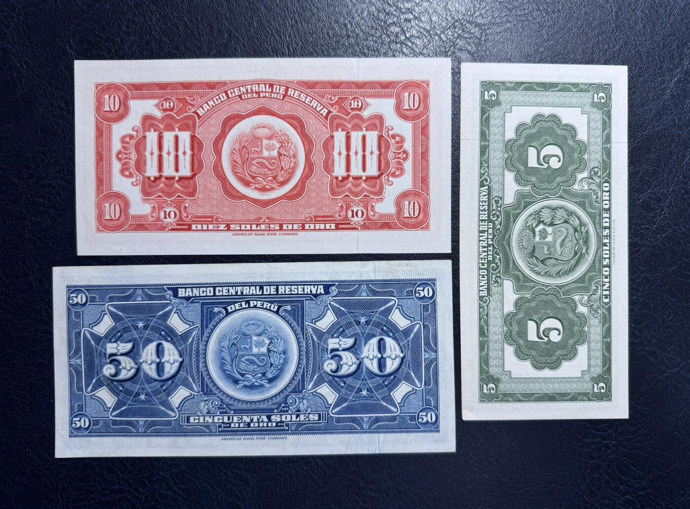 收藏联盟Quantum Auction 第380期拍卖  秘鲁1965年5到500索尔 50为XF 其余品相为UNC-  潮斑