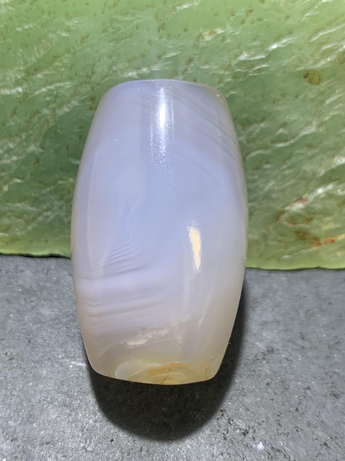 高玉化亚光海洋玉髓手工俏色巧雕寻仙问道意境大桶珠一个！