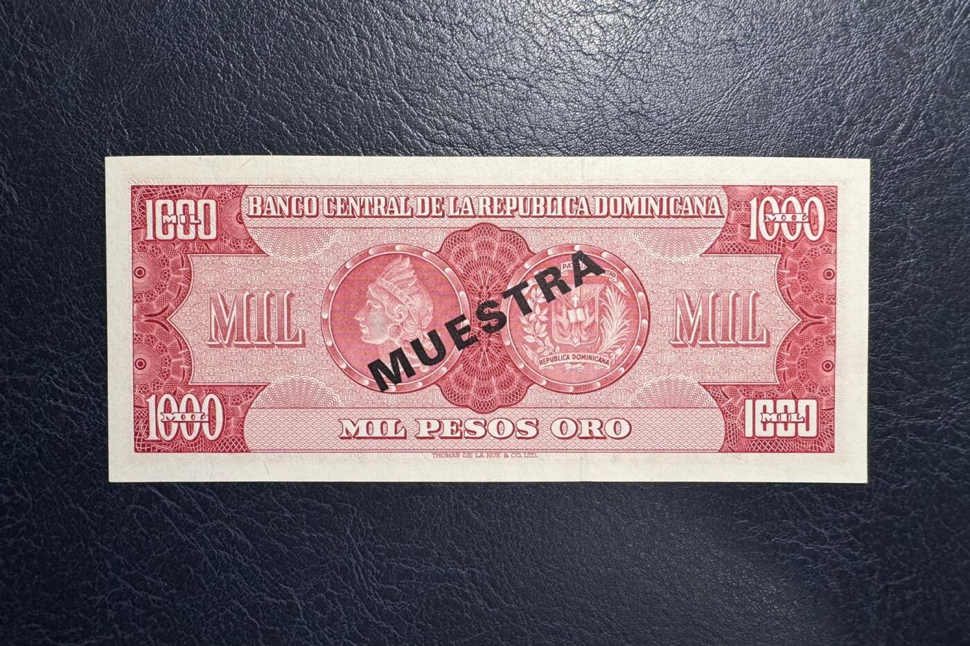收藏联盟Quantum Auction 第380期拍卖  多米尼加共和国1964-74年1000比索样票 品相UNC 