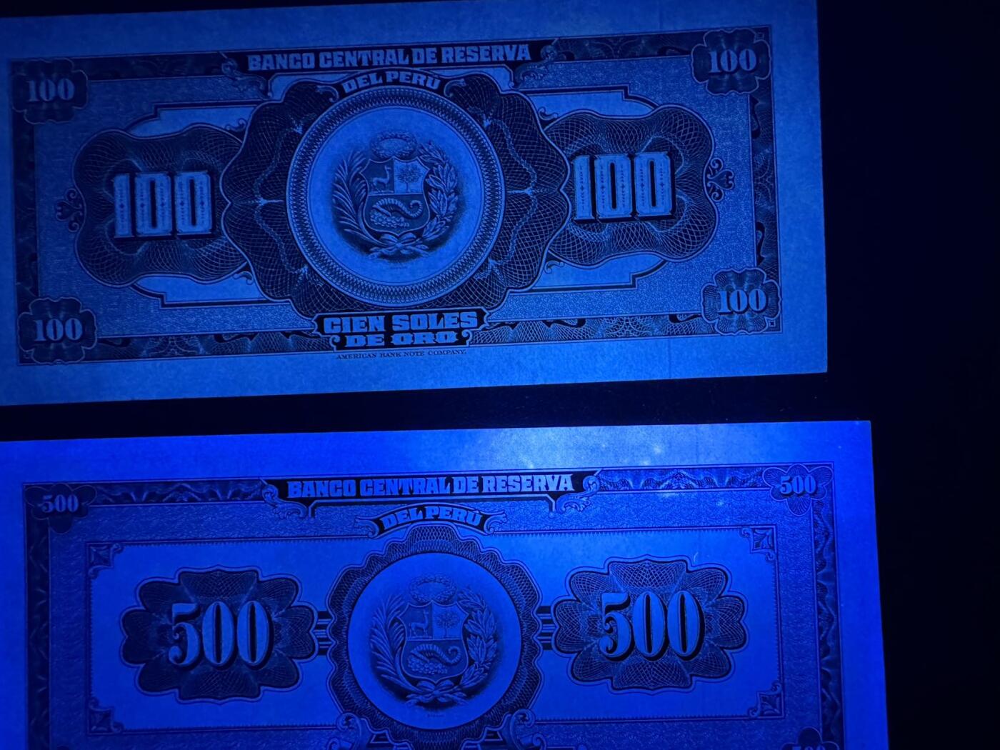 收藏联盟Quantum Auction 第380期拍卖  秘鲁1965年5到500索尔 50为XF 其余品相为UNC-  潮斑