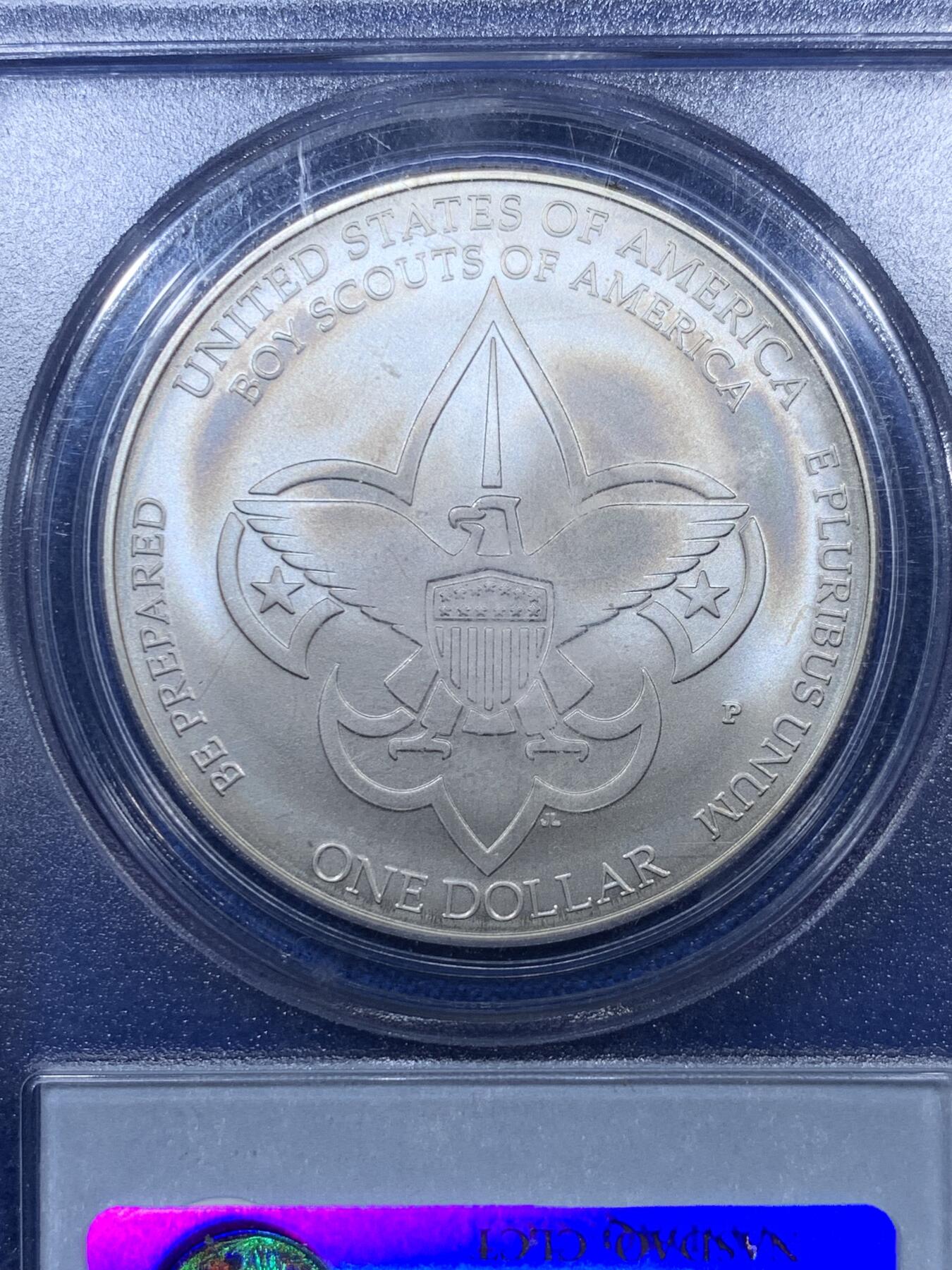 《竞宝斋》第313场 周日，周一 2场连拍 （全场包邮） PCGS MS69 美国2010年P版童子军1美元大银币