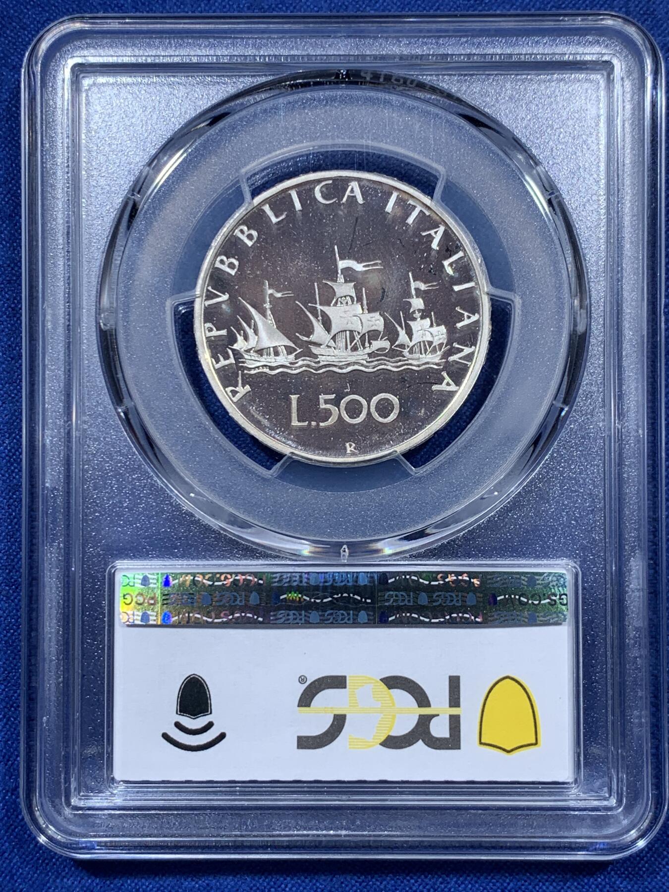 《竞宝斋》第313场 周日，周一 2场连拍 （全场包邮） PCGS PR67DC 意大利1986精制帆船500里拉银币