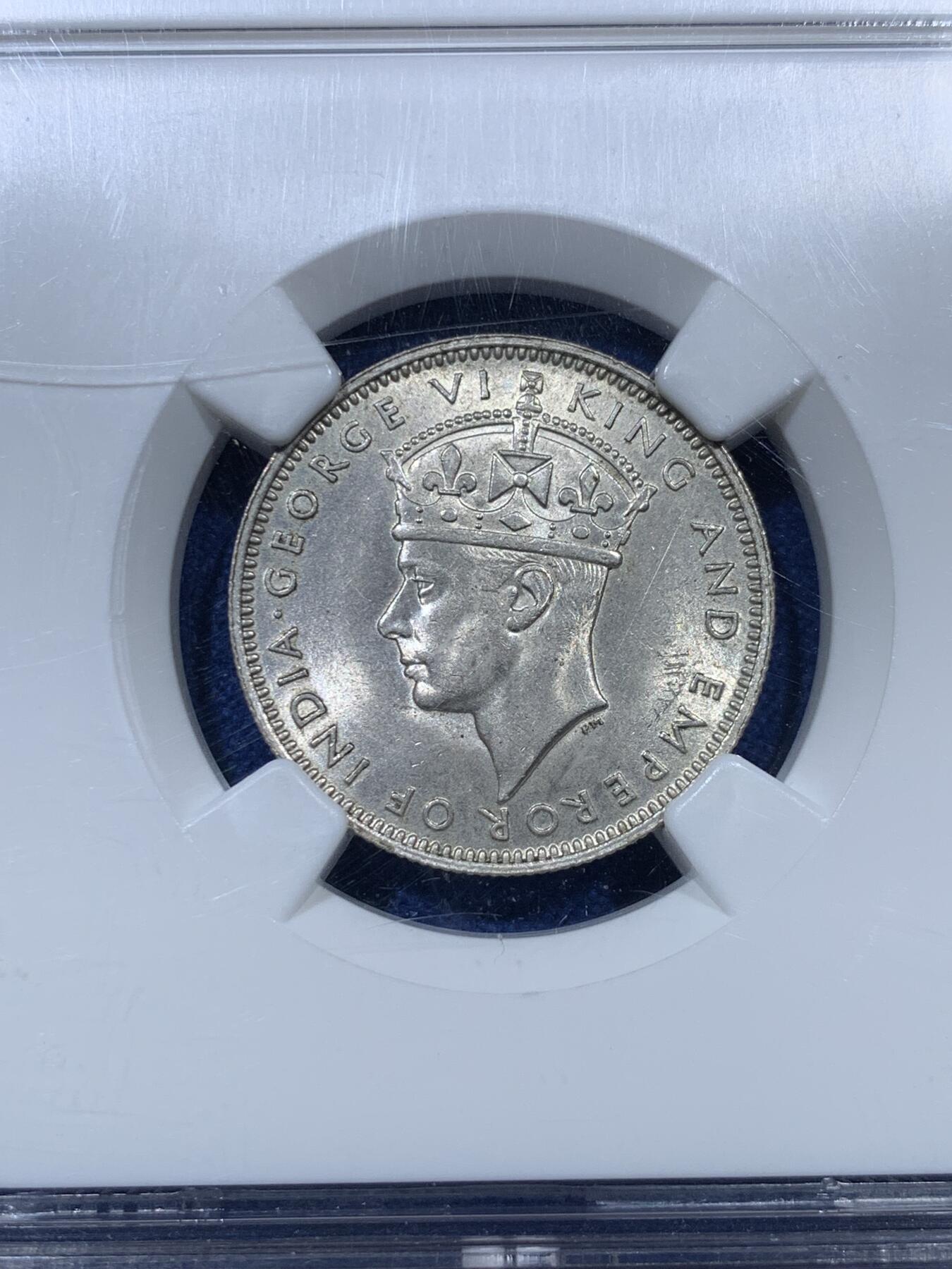 《竞宝斋》第313场 周日，周一 2场连拍 （全场包邮） NGC MS62 英属马来亚1945年20分银币 稀少年份