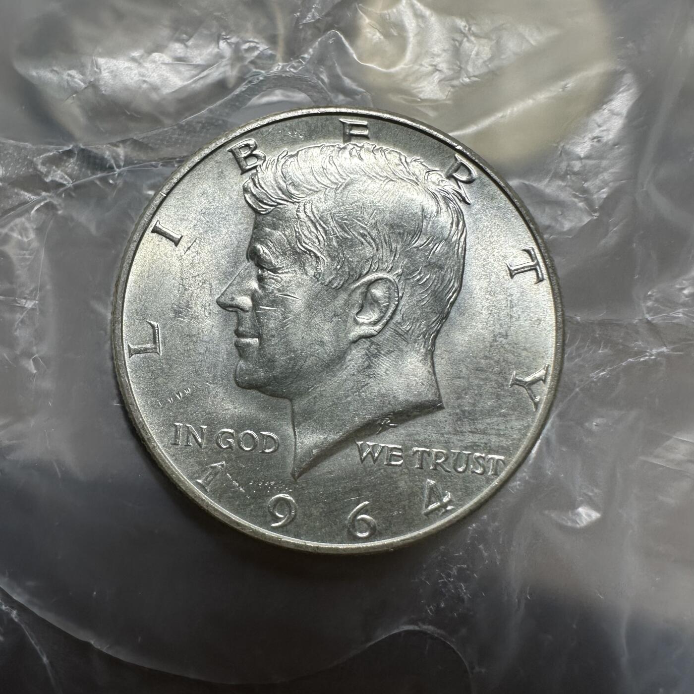 精美外币专场，裸币专场 BU原光，美国1964年肯尼迪半圆银币