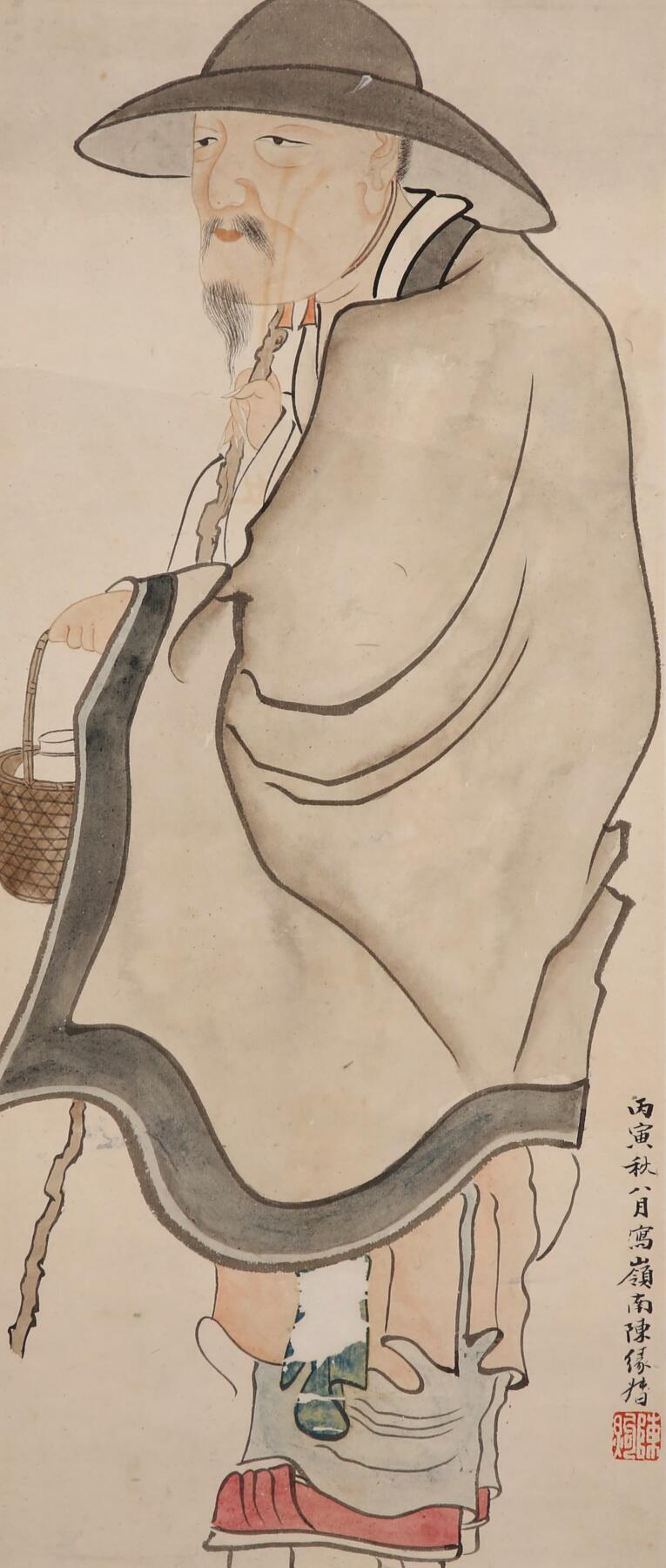 合拍寒食雅集-中国书画 陈缘督 人物 43×18cm