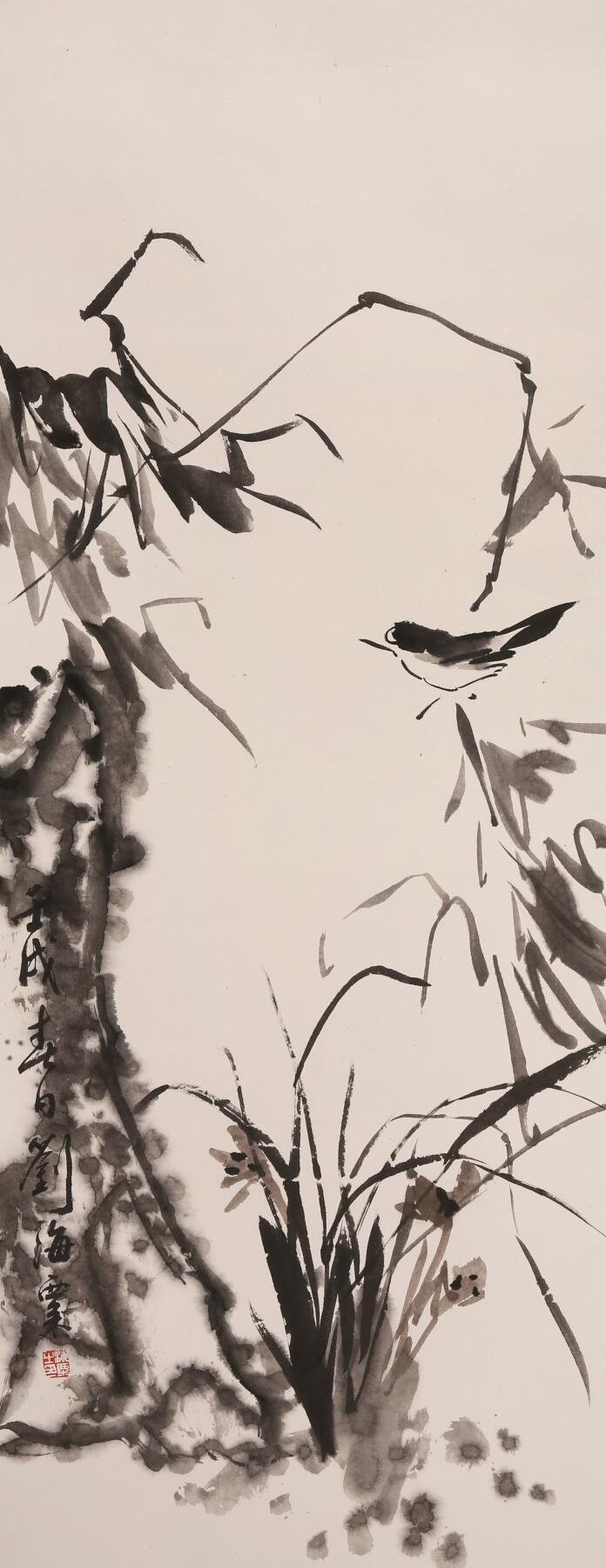 合拍寒食雅集-中国书画 刘海粟 花鸟 82×32cm