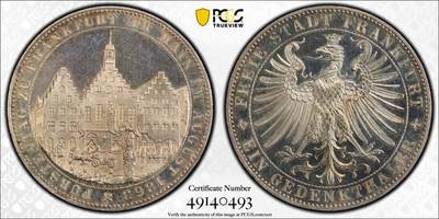 万国钱币拍卖第035期（金银流霞●万国秋季大拍） - PCGS PR63CAM 1863年德国法兰克福王子会议精制1泰勒 面世量一只手就数的过来的精制泰勒，极其罕见的品种，与普制截然不同的锋利细节与镜面底板，可遇不可求的顶级藏品。