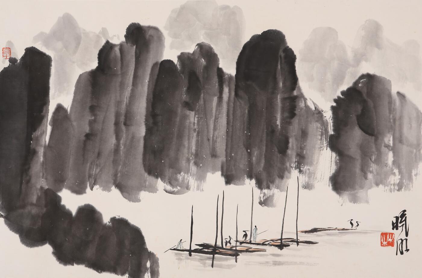 合拍寒食雅集-中国书画 林曦明 山水行舟 44×68cm