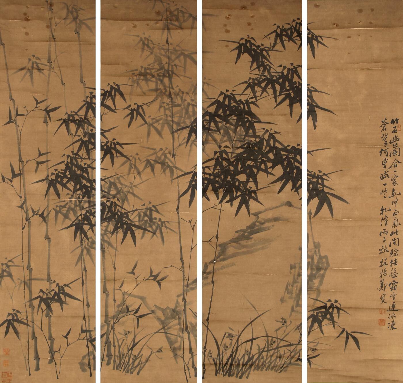 合拍寒食雅集-中国书画 郑板桥 竹石四通屏 135×33cm×4