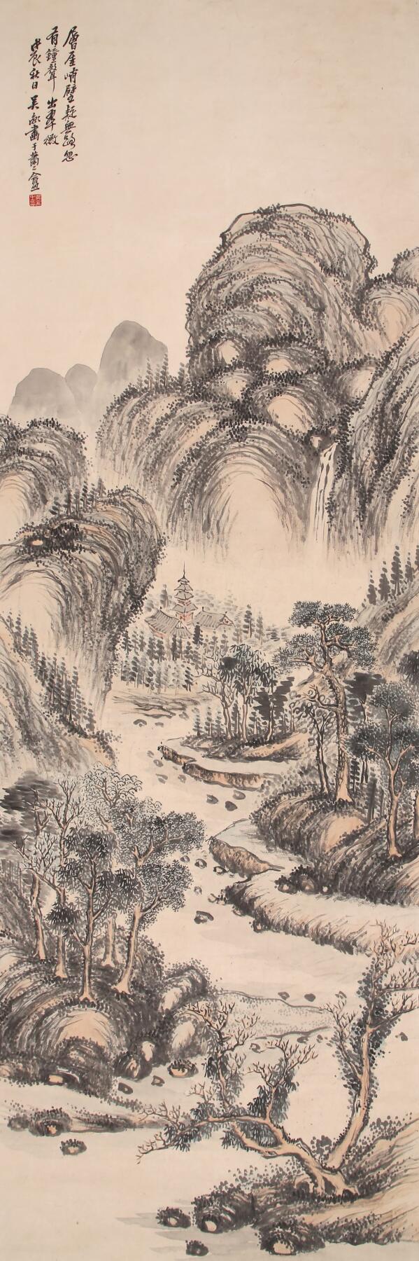 合拍寒食雅集-中国书画 吴衡 山水 149×51cm