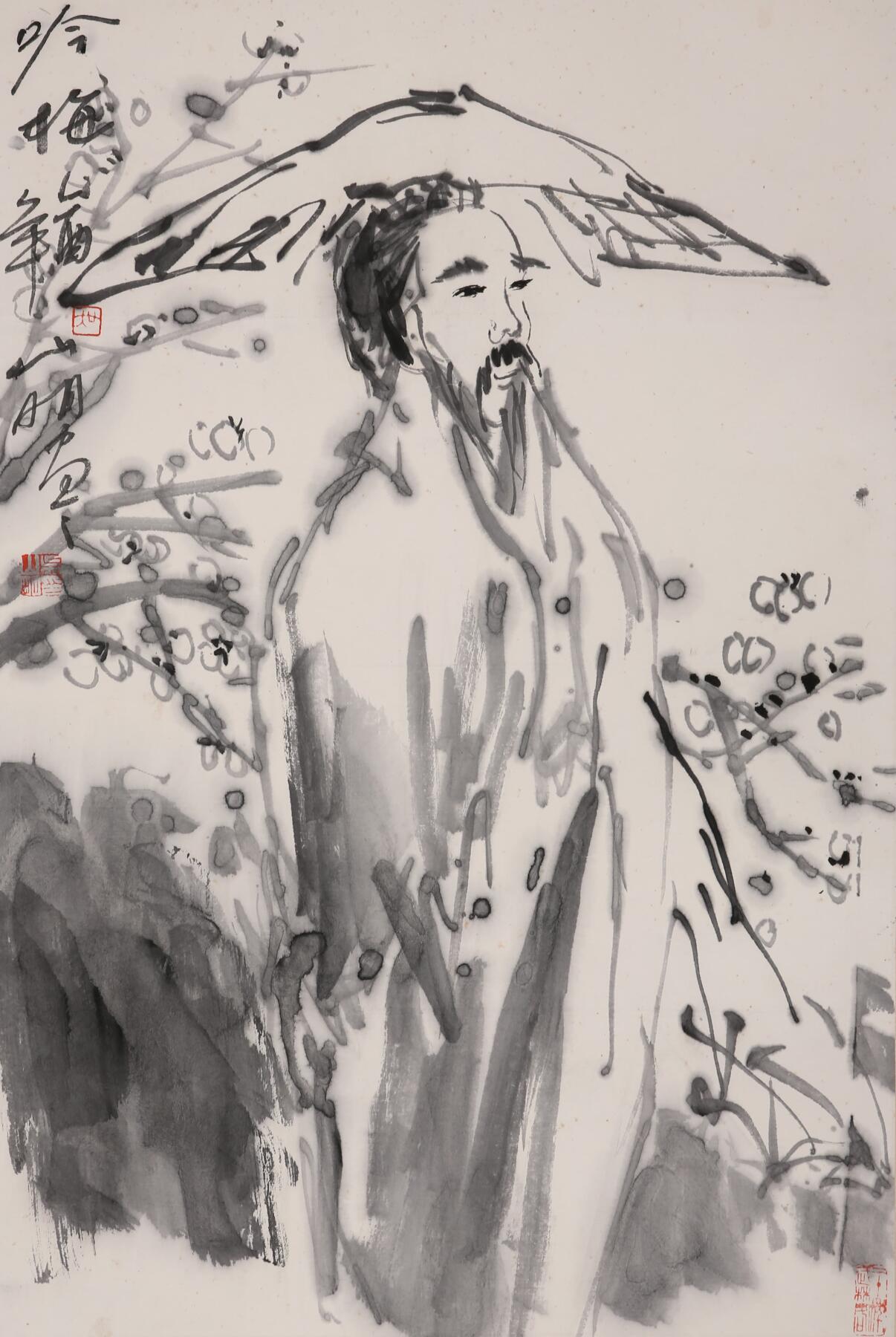 合拍寒食雅集-中国书画 吴山明 吟梅 69×46cm