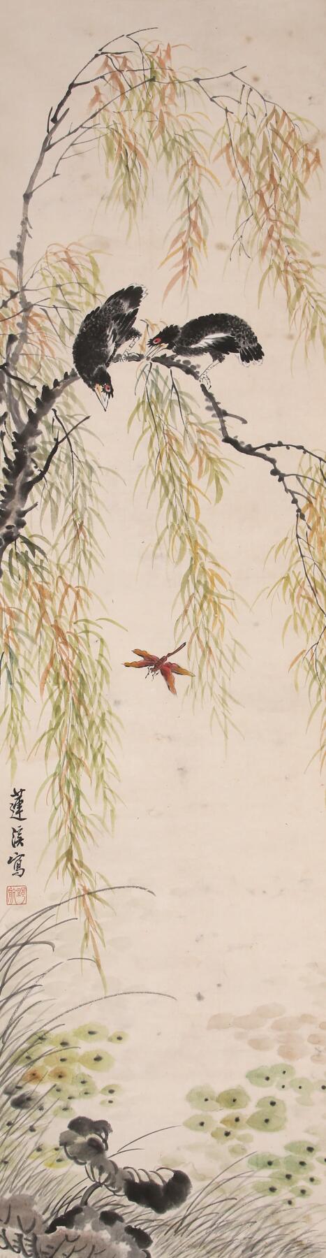 合拍寒食雅集-中国书画 莲溪 花鸟 100×26cm