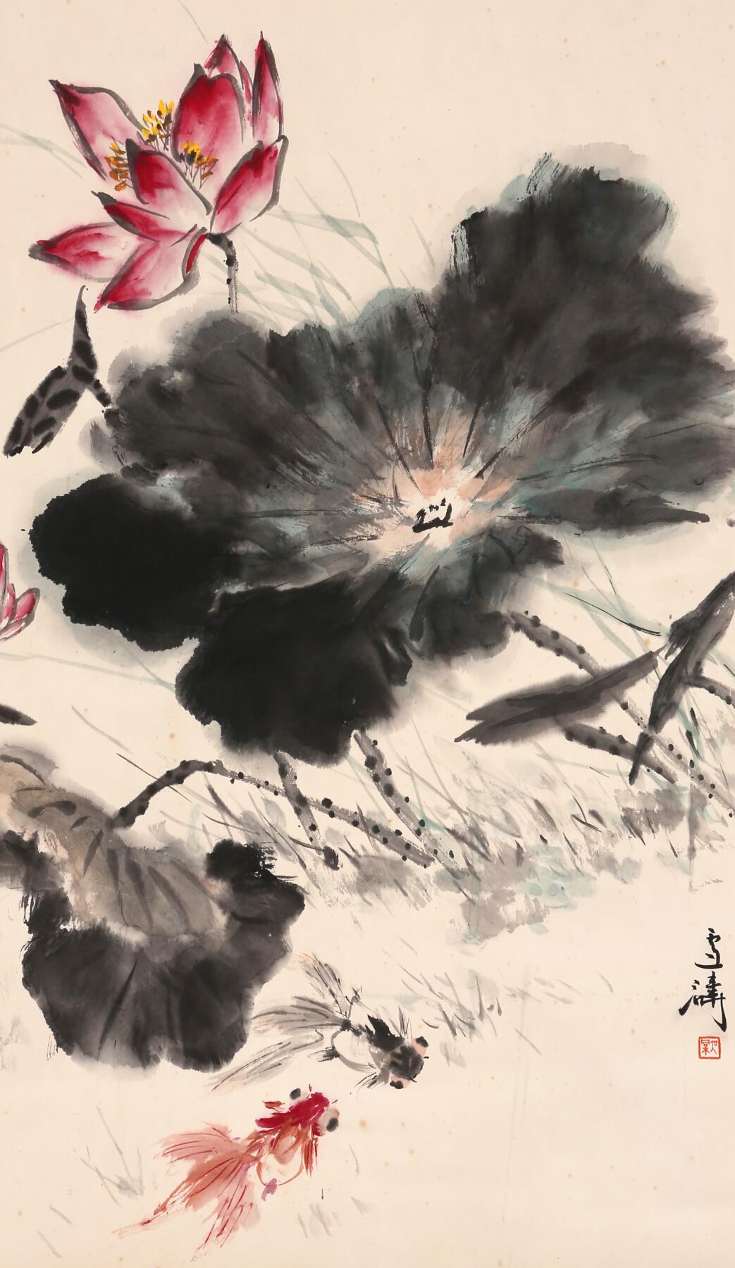 合拍寒食雅集-中国书画 王雪涛 鱼乐图 65×38cm