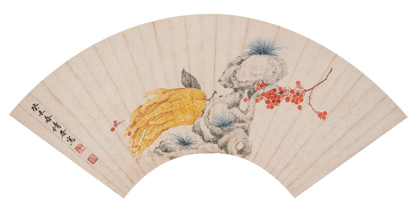 合拍寒食雅集-中国书画 吴湖帆 佛手扇面 18×51cm