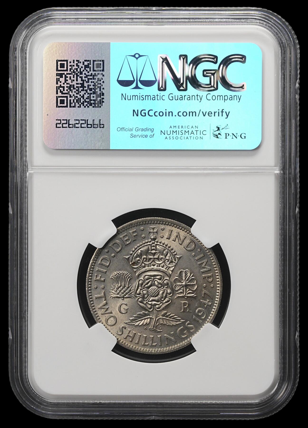 修遠堂世界钱币第四十二期 全场包邮 NGC MS64 1947年英国2先令