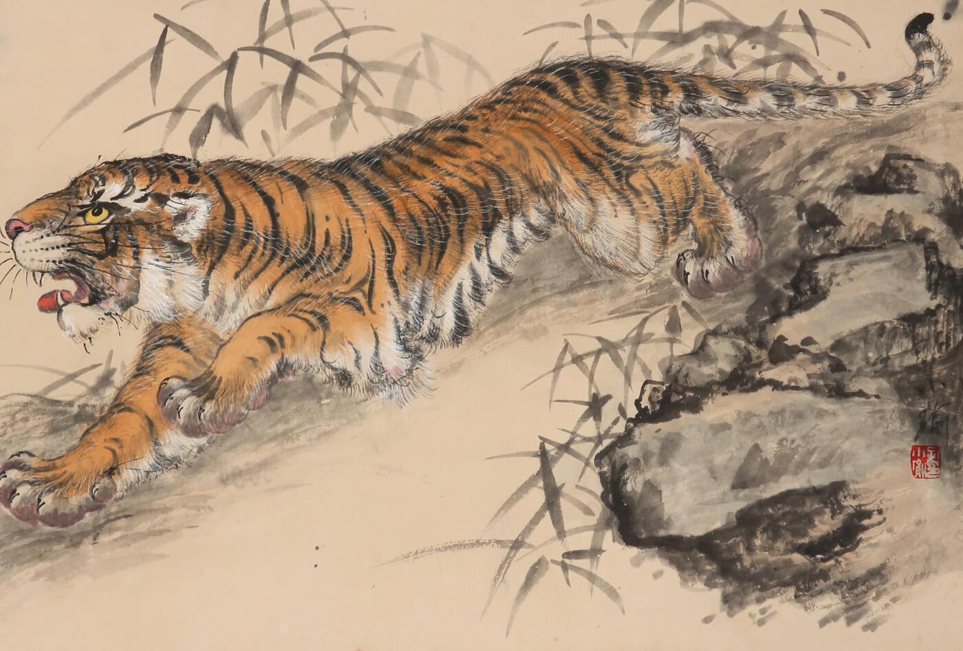 合拍寒食雅集-中国书画 孔小瑜 虎 31×46cm