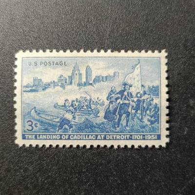 江湖杂货铺    【第98期】       【无佣金、全场包邮】 - 美国邮票，1951年 总督卡迪拉克登陆底特律250周年