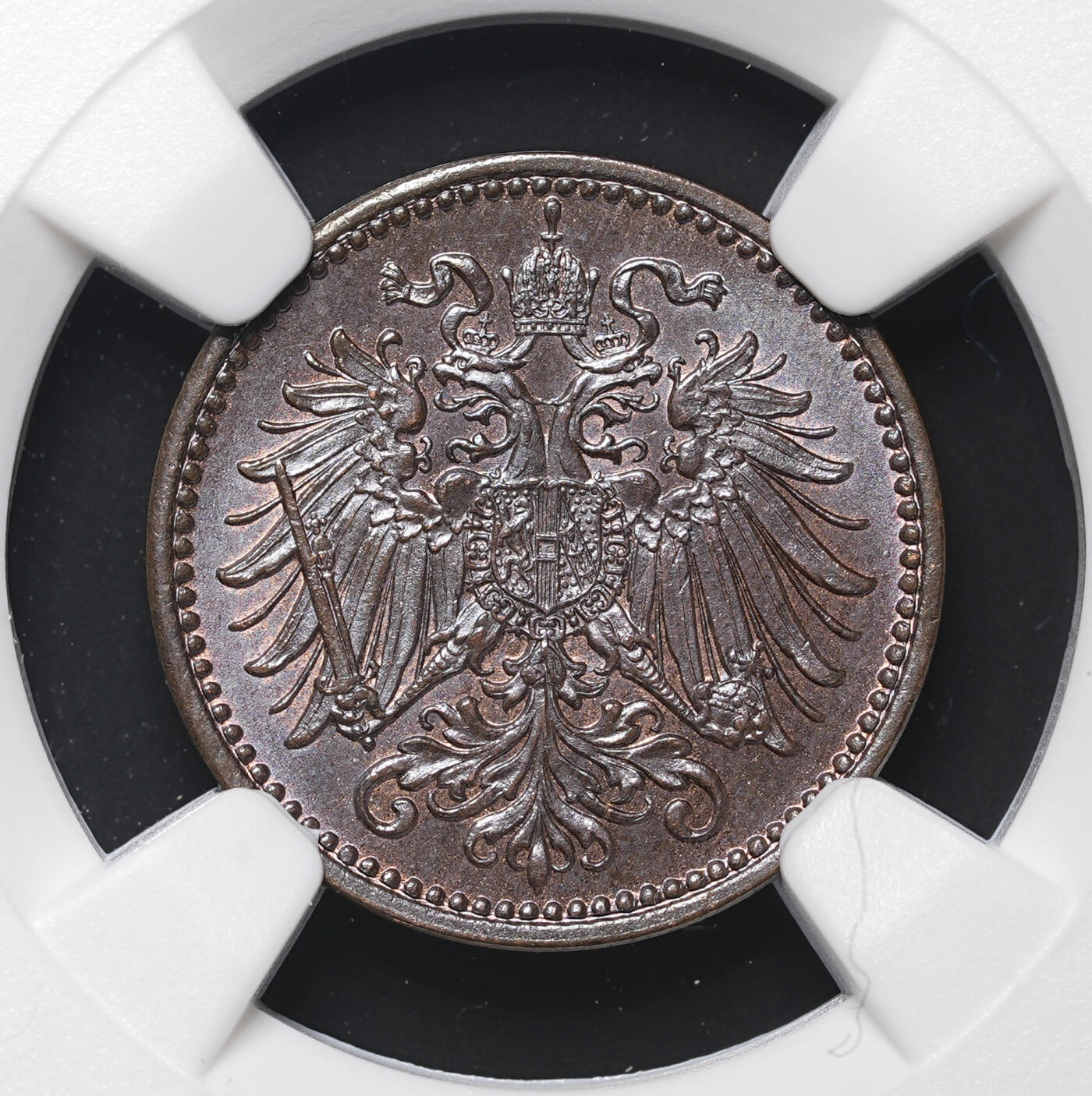 修遠堂世界钱币第四十二期 全场包邮 NGC MS65BN 1901年奥匈帝国1 HELLER铜币