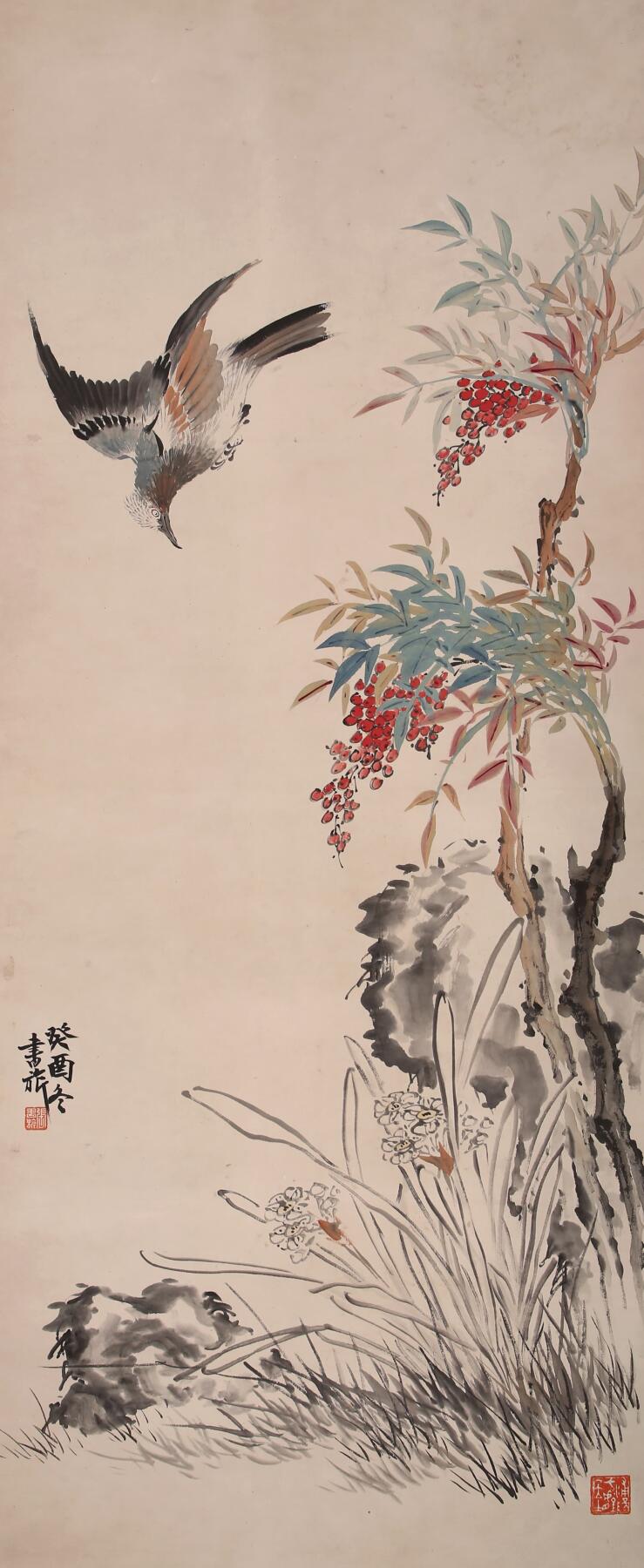 合拍寒食雅集-中国书画 张书旂 花鸟 113×47cm