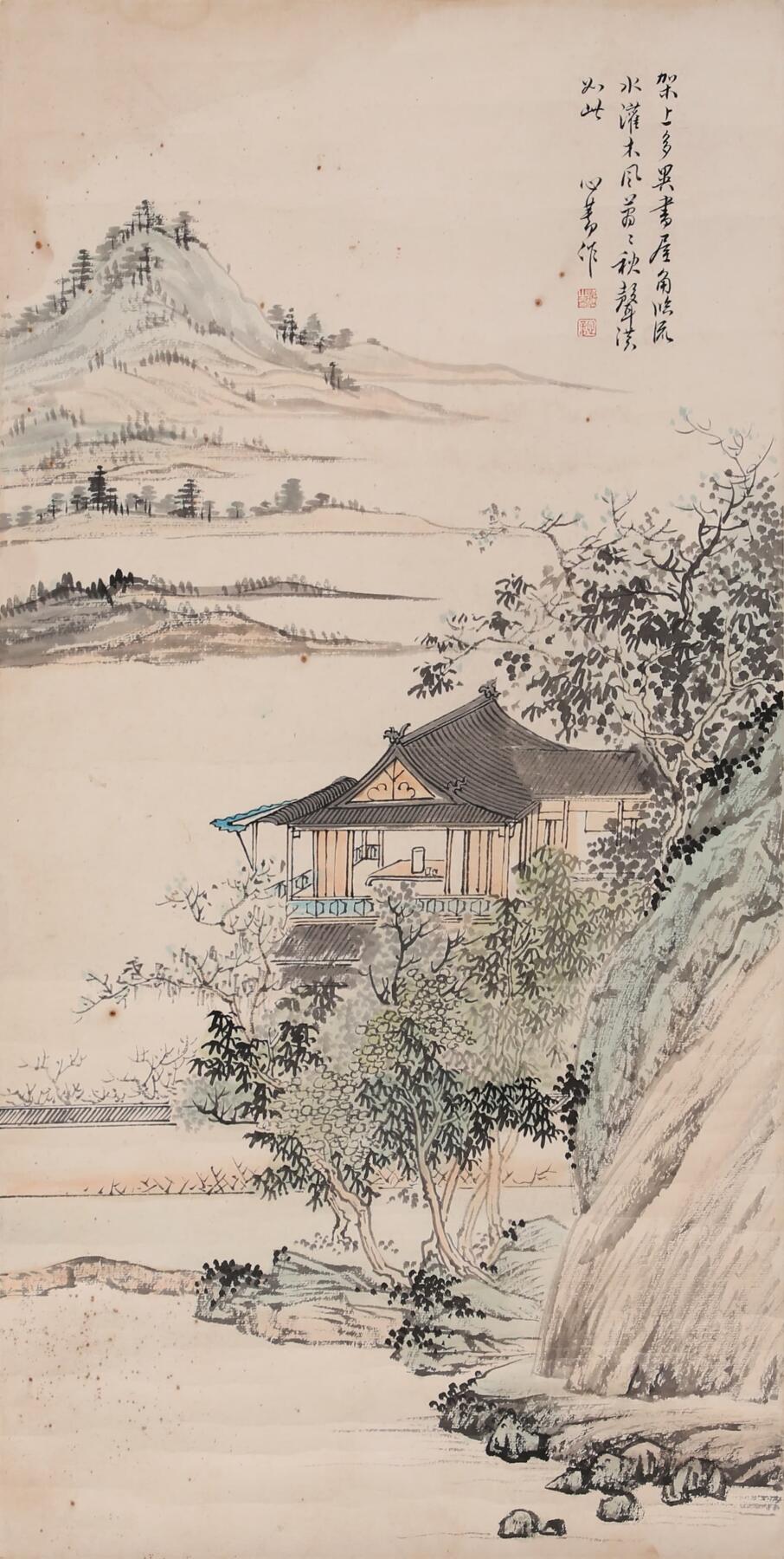 合拍寒食雅集-中国书画 溥儒 山林书屋 65×33cm
