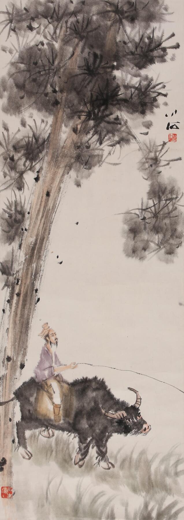 合拍寒食雅集-中国书画 傅小石 牧牛图 89×32cm