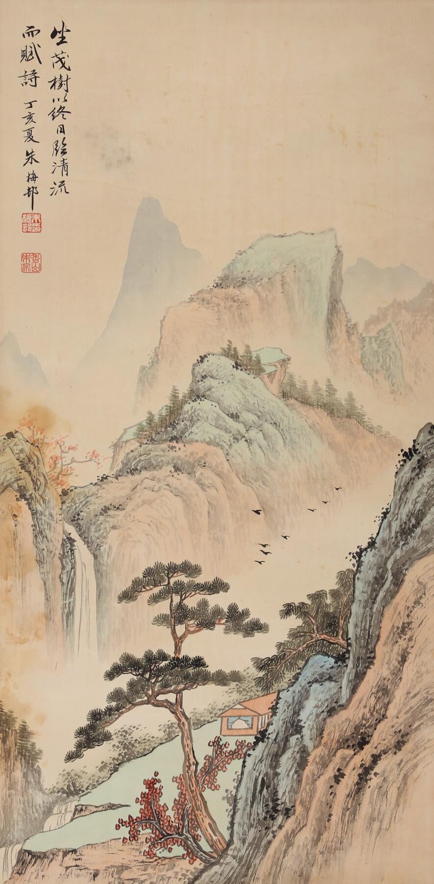 合拍寒食雅集-中国书画 朱梅邨 山水 67×32cm