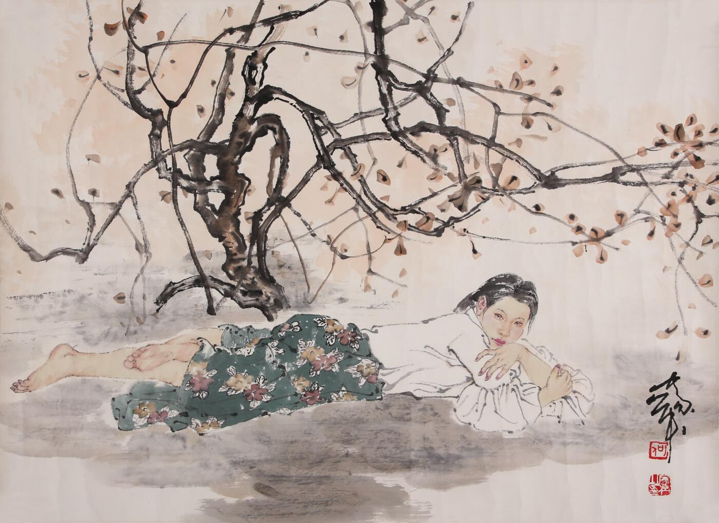 合拍寒食雅集-中国书画 何家英 人物 50×67cm