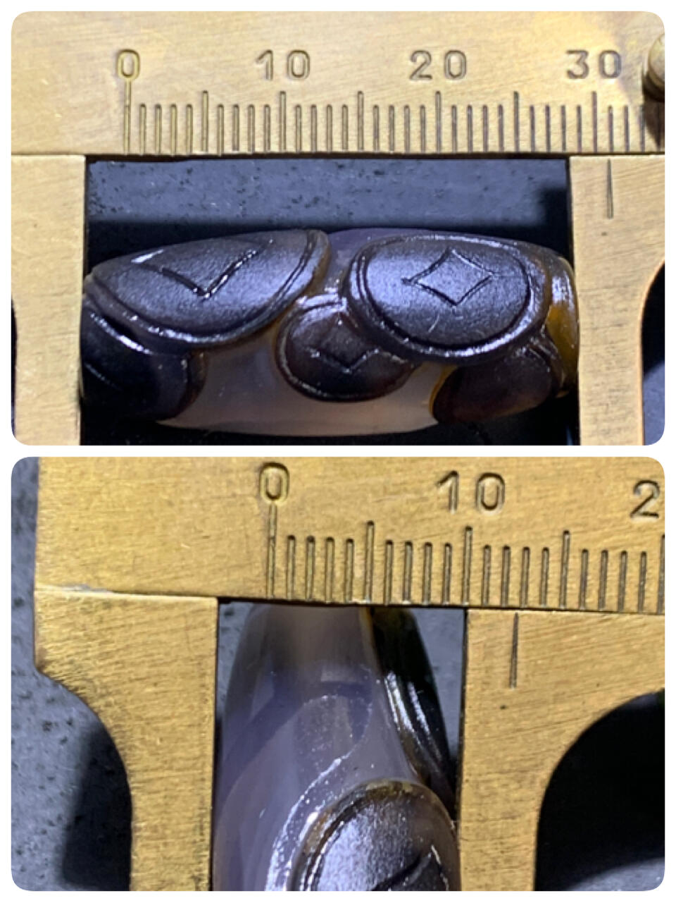 精美亚光高玉化巴西玛瑙手工俏色巧雕钱币桶珠一个！