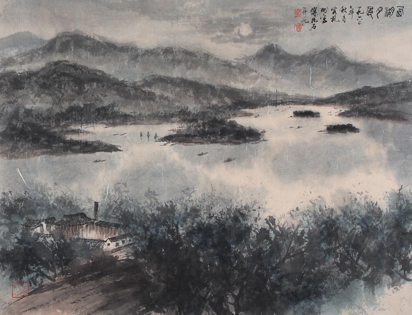 合拍寒食雅集-中国书画 傅抱石 西湖月色 45×60cm