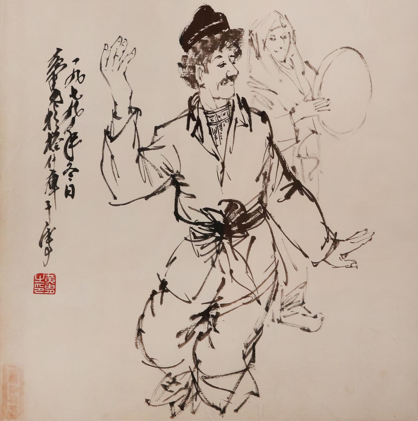 合拍寒食雅集-中国书画 黄胄 人物 33×34cm